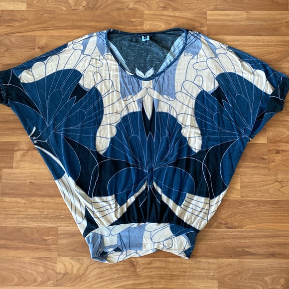 ❤️ French Connection FCUK Butterfly Print Dolman Blouse Top Size XS